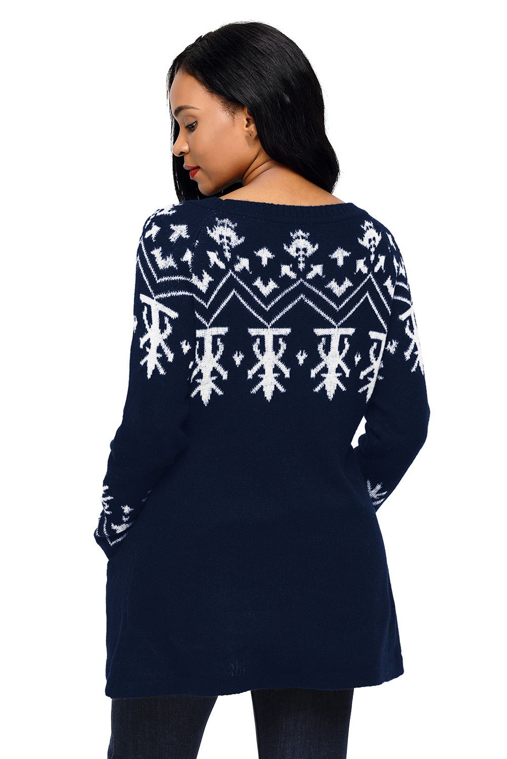 BY27720-5 Navy A-line Casual Fit Christmas Fashion Sweater